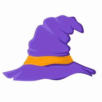 Witch Halloween hat, blessed on white background.  Stock Illustration