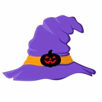 Witch Halloween hat, blessed on white background.  Stock Illustration
