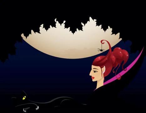 Witch on halloween Stock Illustration