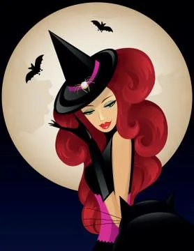 Witch on halloween Stock Illustration