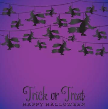 Witch halloween string card in vector format. Stock Illustration