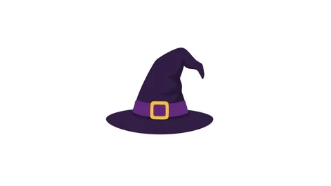 Witch hat animated magical wizard cap bouncing and wiggling gently on 4k cl.. Видео 343774136