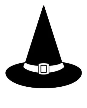 Witch hat - black vector silhouette for pictogram or logo. The witch's magic hat Illustrazione stock