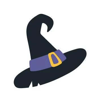 Witch hat, cartoon style. Helloween and magic concept. Trendy modern vector.. Stock Illustration