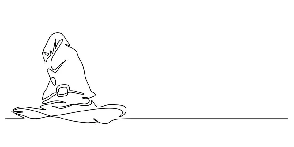 Witch hat in continuous line drawing style wallpaper Stock Illustration