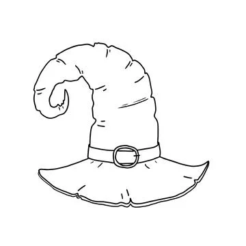 Witch hat in doodle style. Hand drawn Halloween element. Simple design for ho Stock Illustration