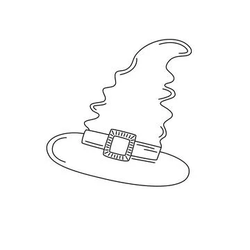 Witch hat festive clothes, cute fancy magic accessory hand drawn doodle simple Stock Illustration