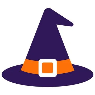 Witch hat flat icon for Halloween magic design Stock Illustration