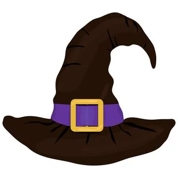 Witch hat in flat style isolated with buckle Stock Illustration