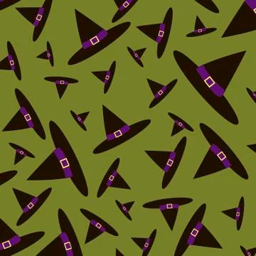 Witch hat halloween on dark green background Stock Illustration