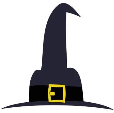 Witch hat halloween decor on white, stock vector illustration Ilustración de archivo
