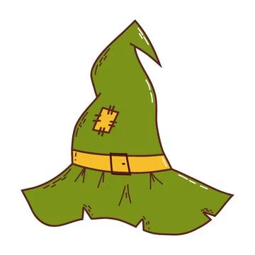 Witch hat. Halloween element. Trick or treat concept. Vector illustration in Stock Illustration