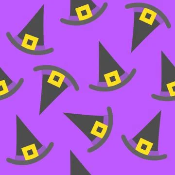 Witch hat, Halloween seamless pattern, flat design with clipping mask Illustrazione stock