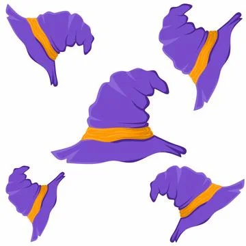 Witch hat. Halloween spooky witch hat, Halloween party costume element, Stock Illustration