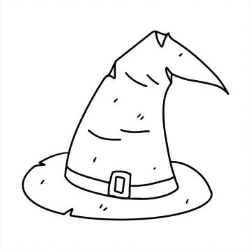 Witch hat. Hand drawn doodle style. Vector illustration isolated on white. Ha Stock Illustration