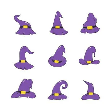 Witch hat icon collection. flat style elements. isolated illustration Stock Illustration