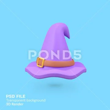 Witch Hat isolated 3d render icon illustration PSDテンプレート
