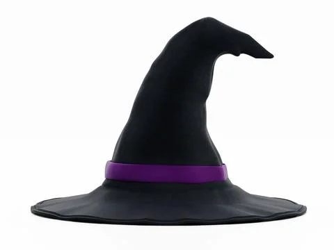 Witch hat isolated on white background. 3D illustration Stock Illustration