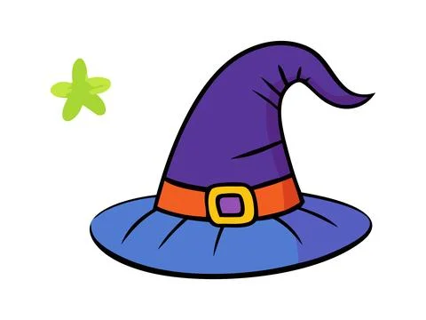 Witch hat isolated on a white background. Hand drawn Wizard pointed hat. Conc Stock Illustration