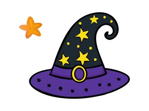 Witch hat isolated on a white background. Hand drawn Wizard pointed hat. Conc Stock Illustration