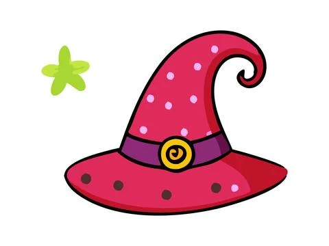 Witch hat isolated on a white background. Hand drawn Wizard pointed hat. Conc Stock Illustration