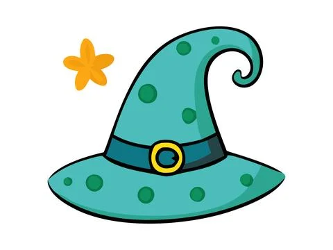 Witch hat isolated on a white background. Hand drawn Wizard pointed hat. Conc Stock Illustration