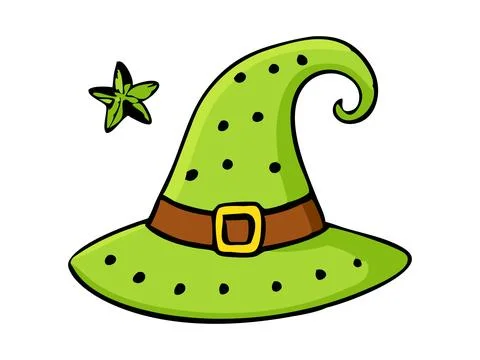 Witch hat isolated on a white background. Hand drawn Wizard pointed hat. Conc Stock Illustration
