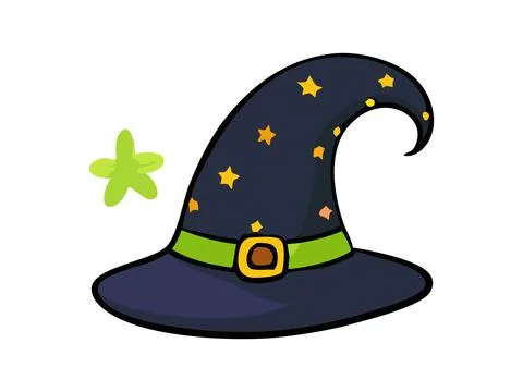 Witch hat isolated on a white background. Hand drawn Wizard pointed hat. Conc Stock Illustration