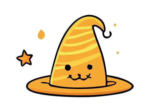 Witch hat isolated on a white background. Wizard pointed hat. Concept of Hall Stock Illustration