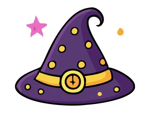 Witch hat isolated on a white background. Wizard pointed hat. Concept of Hall Stock Illustration