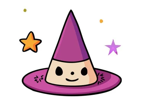 Witch hat isolated on a white background. Wizard pointed hat. Concept of Stock Illustration