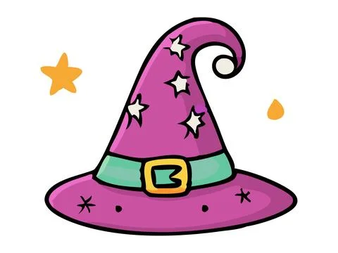 Witch hat isolated on a white background. Wizard pointed hat. Concept of Stock Illustration