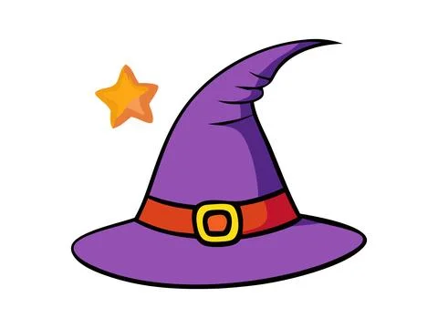 Witch hat isolated on a white background. Hand drawn Wizard pointed hat. Concept Stock Illustration