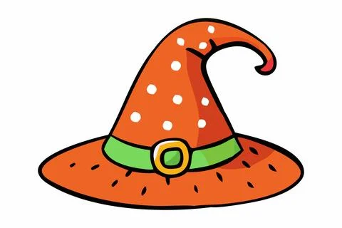 Witch hat isolated on a white background. Wizard pointed hat. Concept of Magic Stock Illustration