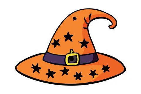 Witch hat isolated on a white background. Wizard pointed hat. Concept of Magic Stock Illustration