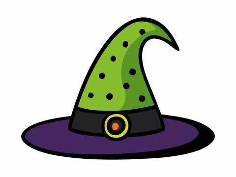 Witch hat isolated on a white background. Wizard pointed hat. Concept of Stock Illustration