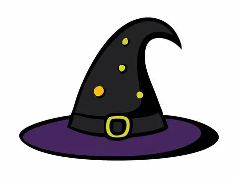 Witch hat isolated on a white background. Wizard pointed hat. Concept of Stock Illustration