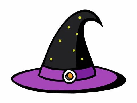 Witch hat isolated on a white background. Wizard pointed hat. Concept of Stock Illustration