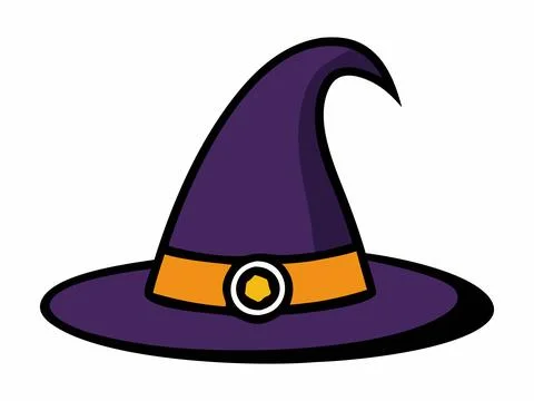 Witch hat isolated on a white background. Wizard pointed hat. Concept of Stock Illustration