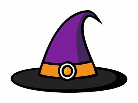 Witch hat isolated on a white background. Wizard pointed hat. Concept of Stock Illustration