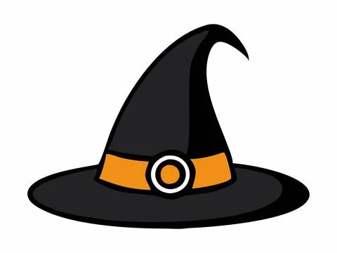 Witch hat isolated on a white background. Wizard pointed hat. Concept of Stock Illustration