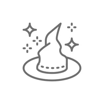 Witch hat for magic tricks line icon. 스톡 일러스트