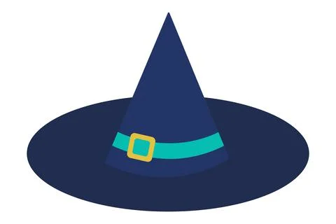 Witch Hat with Pointed Crown for Halloween Design Stock Illustration