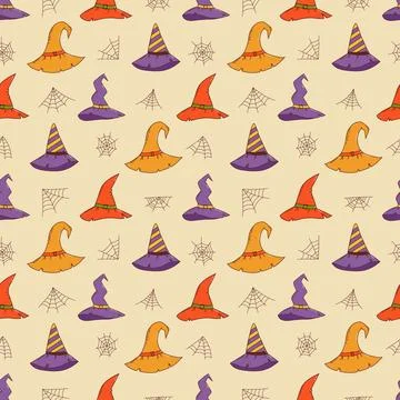 Witch hat seamless pattern. Halloween element. Trick or treat concept. Vect.. Illustrazione stock