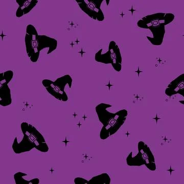 Witch Hat seamless pattern. Mystic magical hand drawn elements. Wizard hat fo イラスト素材