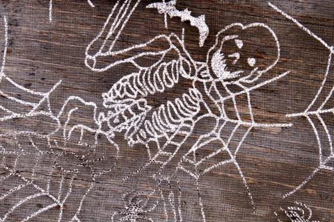 Witch hat with skeleton pattern close up. 写真素材