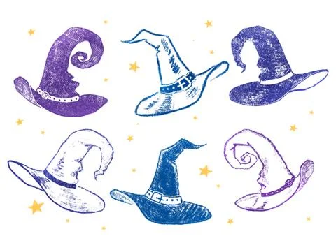 Witch hat sketches. Stock Illustration