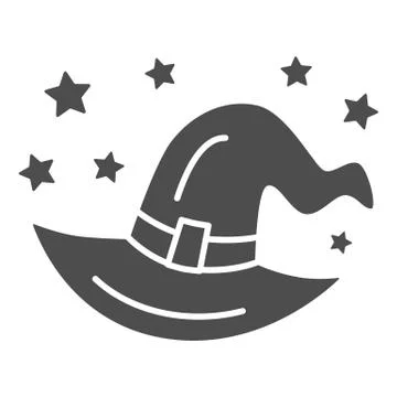 Witch hat solid icon, Halloween concept, evil costume sign on white background Illustrazione stock