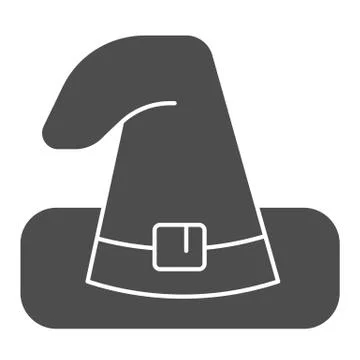 Witch hat solid icon. Wizard black magic cap. Halloween party vector design Stock Illustration