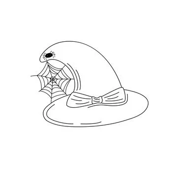 Witch hat with spider and cobweb festive clothes, cute fancy magic accessory  Stock Illustration